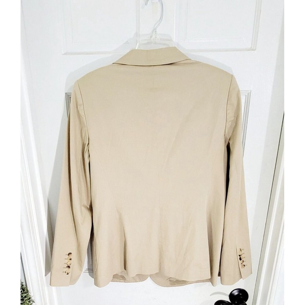 Escada Womens Beige Blazer Coat Long Sleeve Two Front Button w/ Pockets Size 44 - Picture 4 of 10